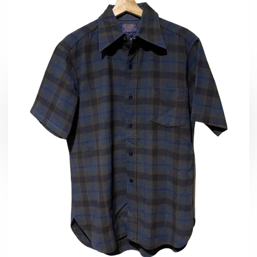 Vintage Pendleton Pure Virgin Wool Flannel Button Up Shirt Blue Men’s Medium